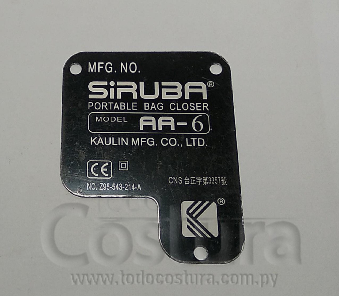 TAPA FRONTAL COSEDORA DE BOLSA SIRUBA AA-6