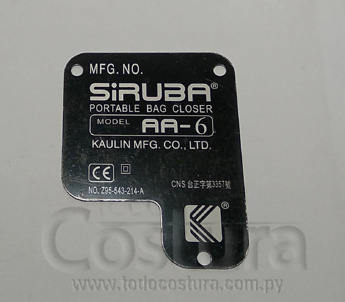TAPA FRONTAL COSEDORA DE BOLSA SIRUBA AA-6