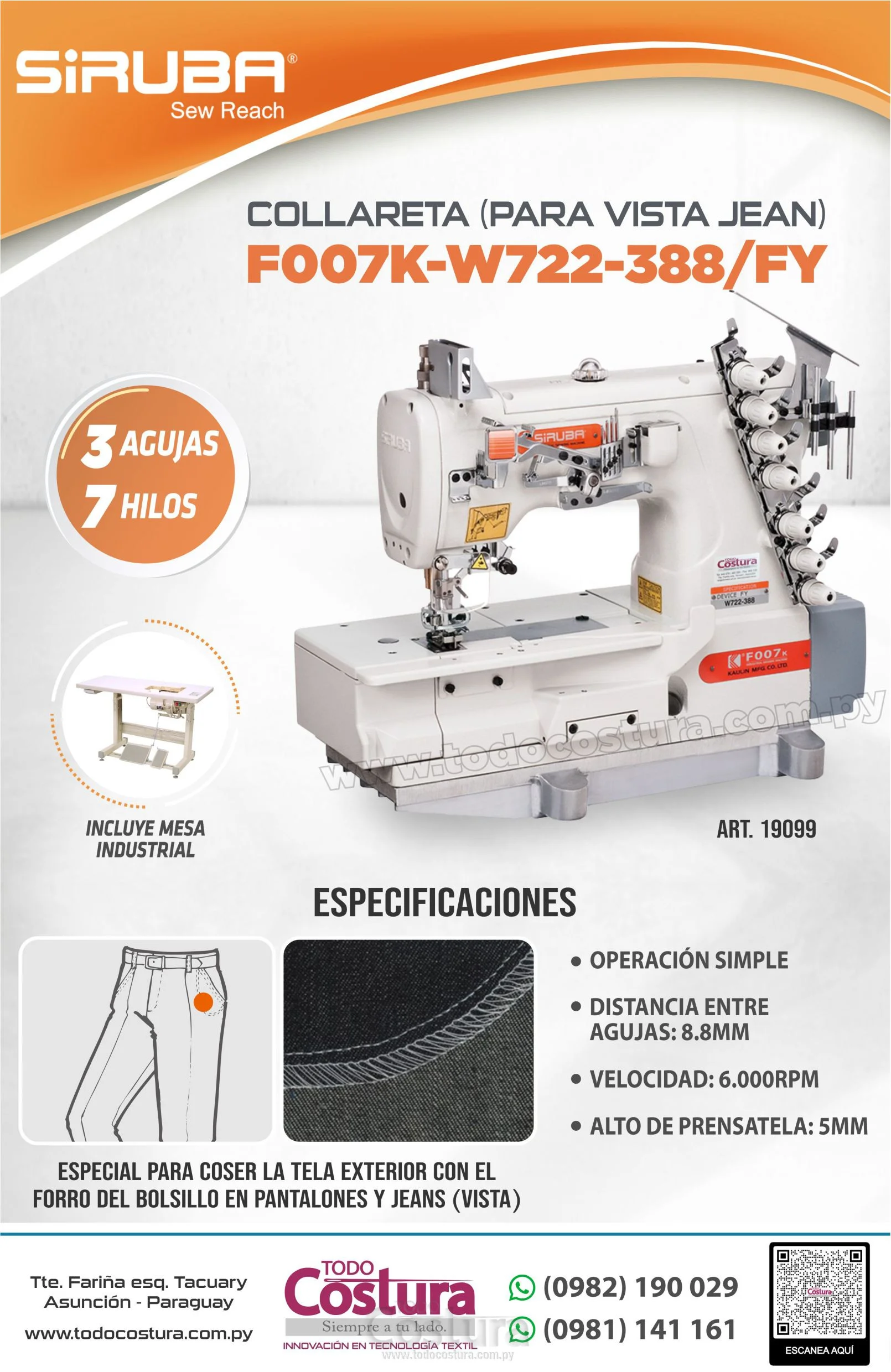 COLLARETA (P/ VISTA JEAN) SIRUBA F007K-W722-388/FY