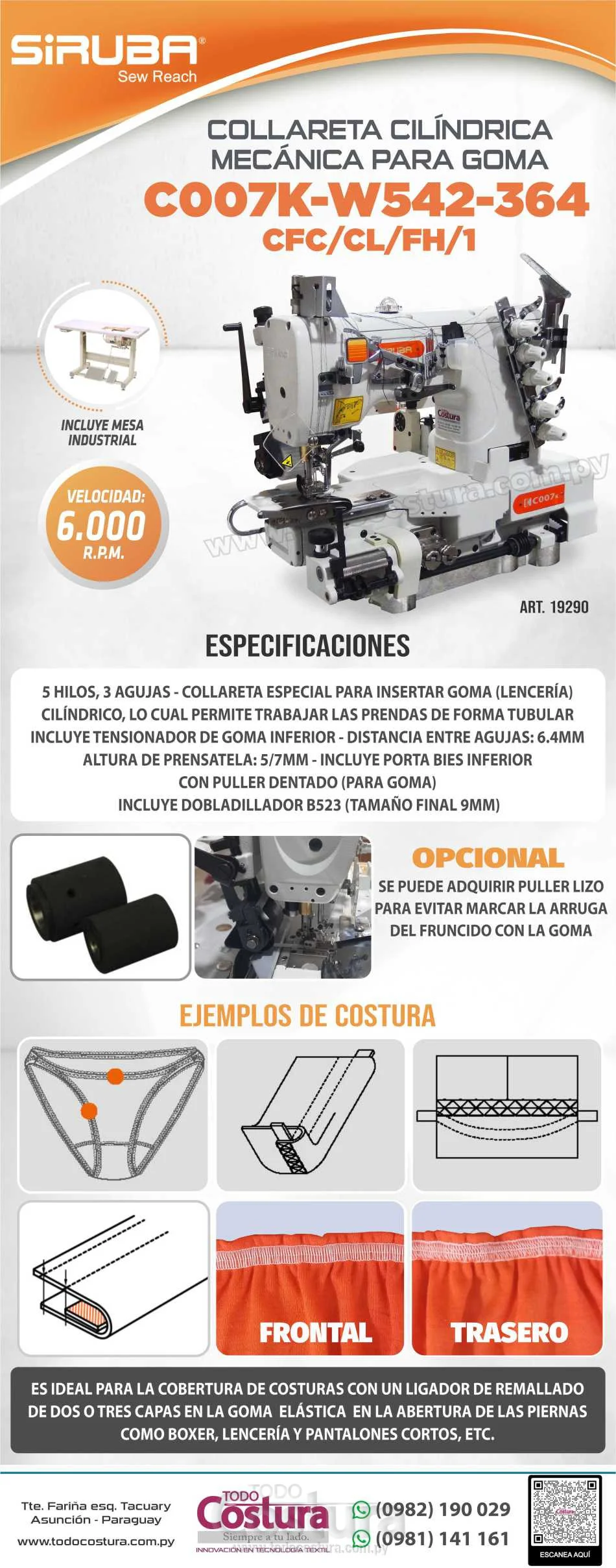 COLLARETA (CILIN. - MECANICA - P/ GOMA) SIRUBA C007K-W542-364/CFC/CL/FH/1