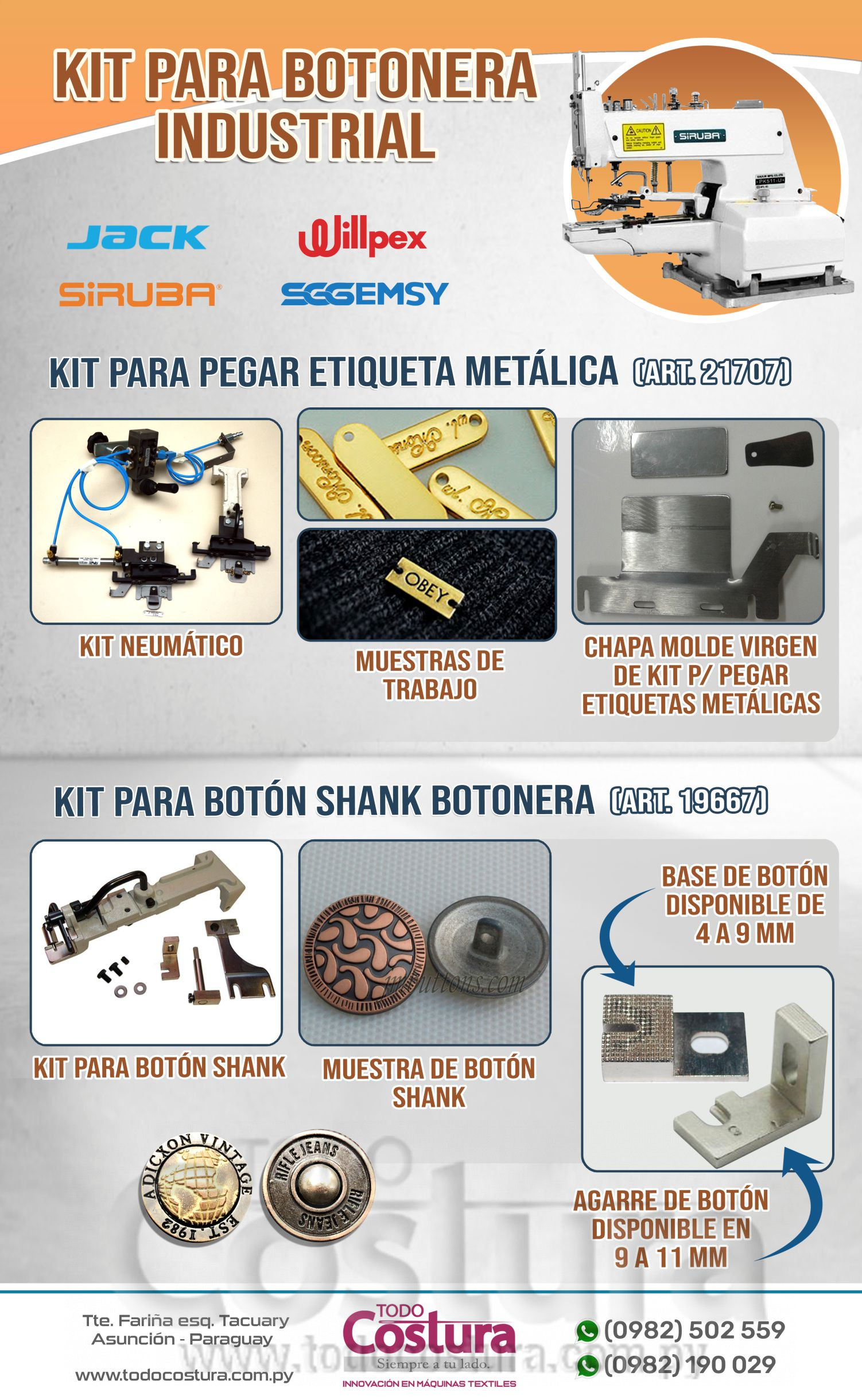 KIT PARA BOTON SHANK BOTONERA JUKI MB373