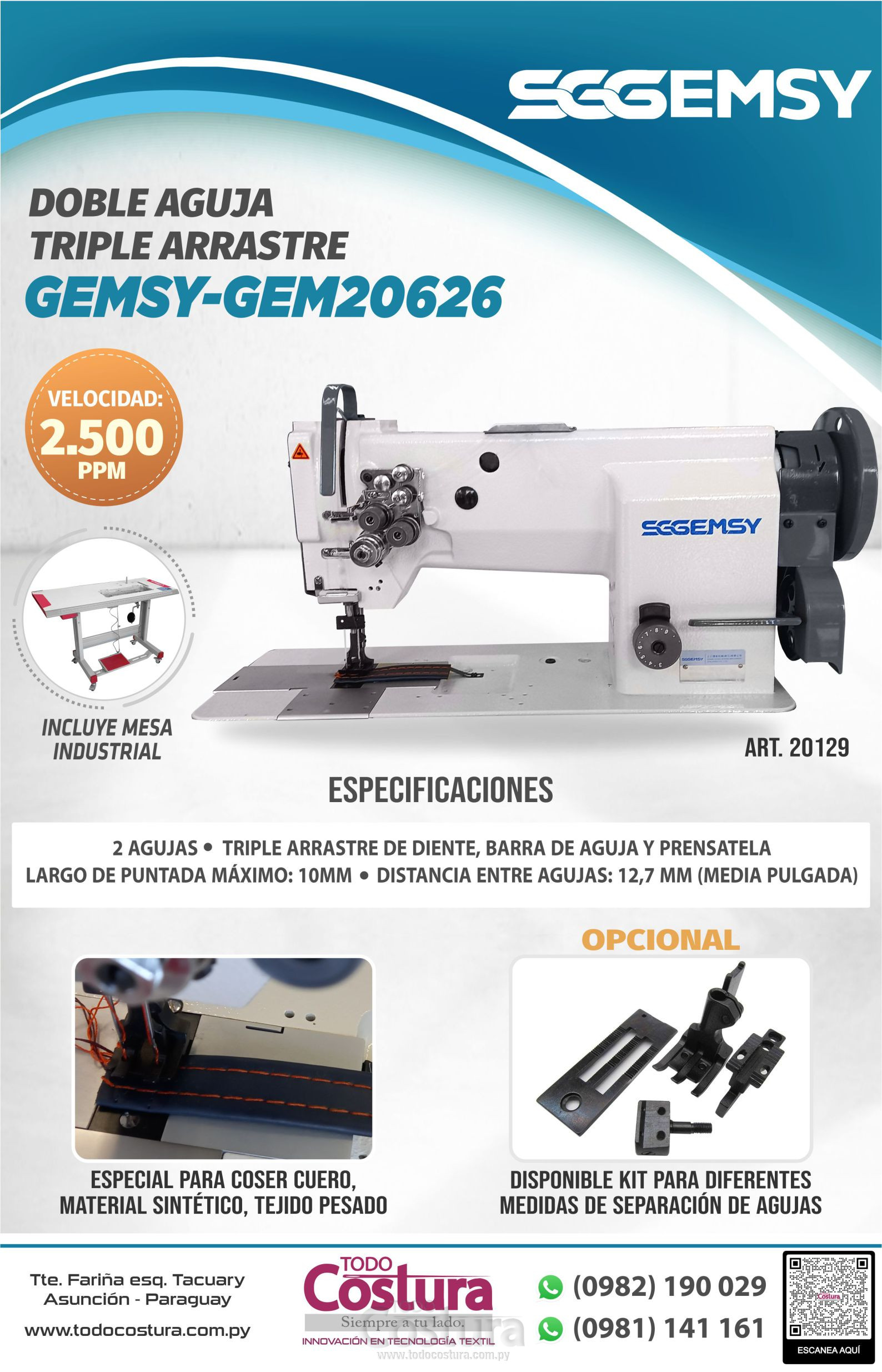 DOBLE AGUJA TRIPLE ARRASTRE GEMSY GEM20626
