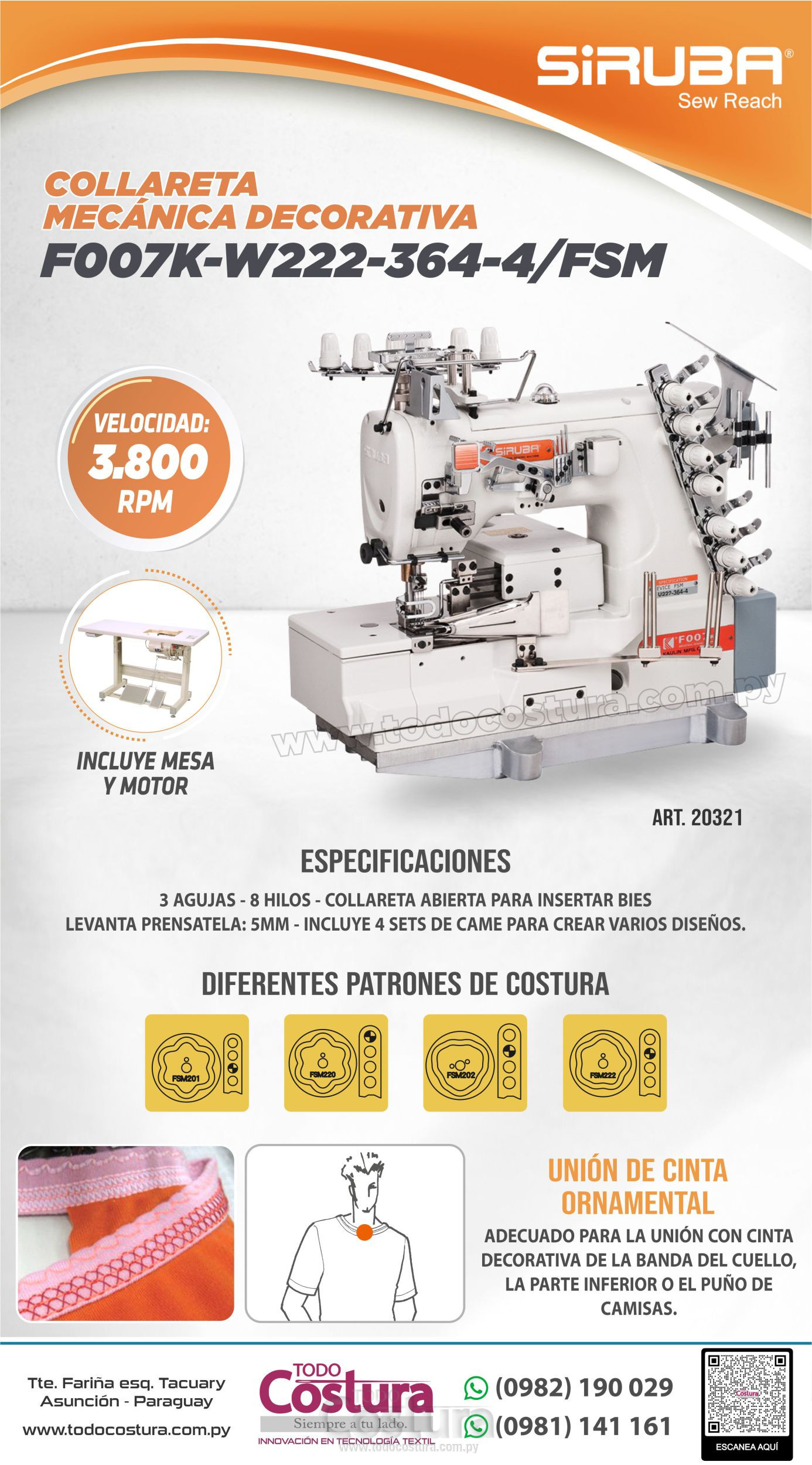 COLLARETA (MECANICA - DECORATIVO) SIRUBA F007K-W222-364-4/FSM