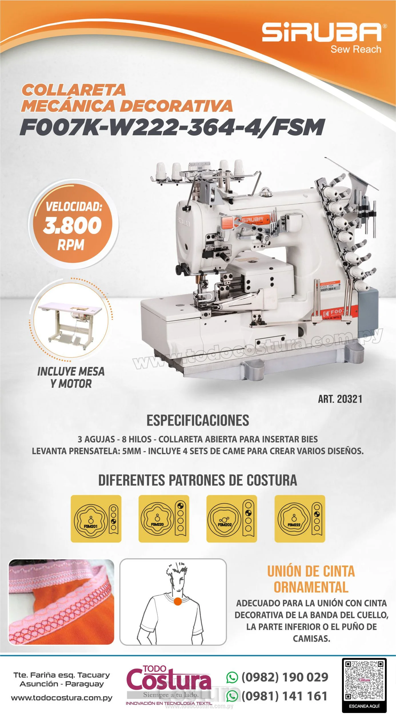 COLLARETA (MECANICA - DECORATIVO) SIRUBA F007K-W222-364-4/FSM