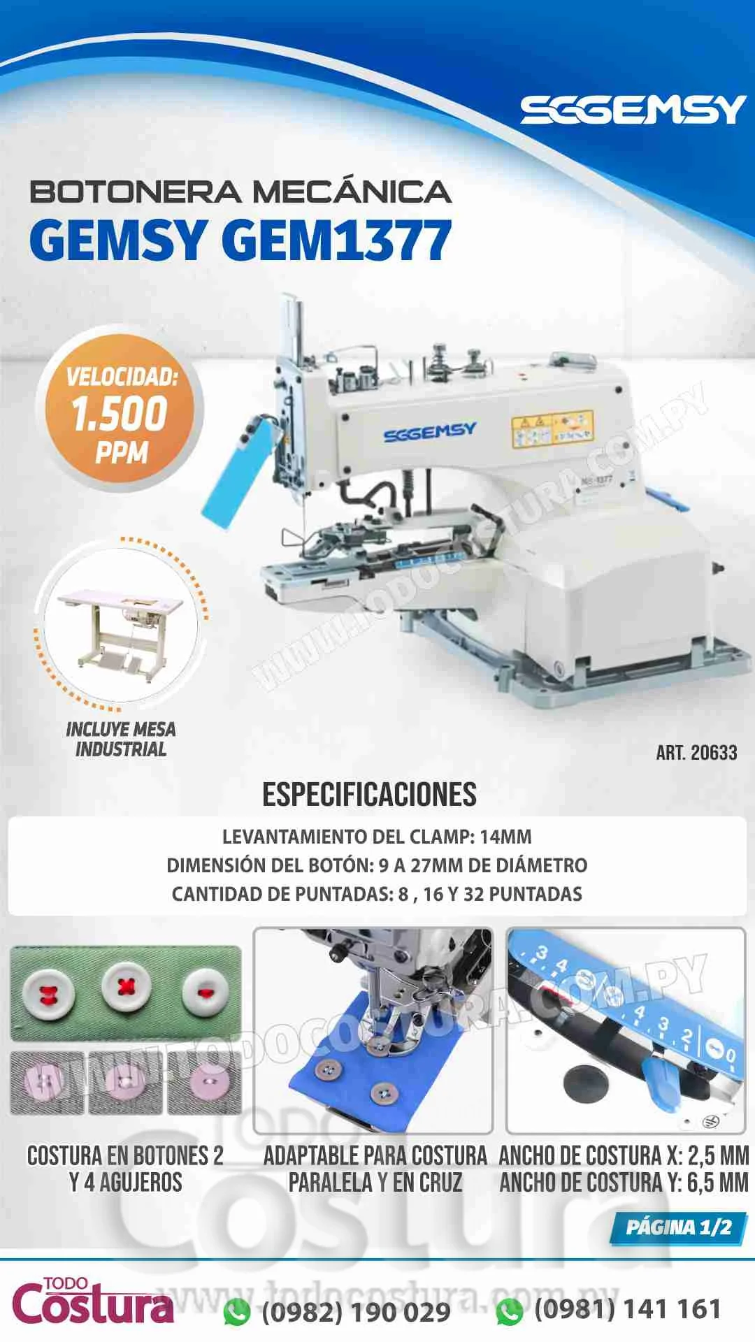 BOTONERA (MECANICA) GEMSY GEM1377