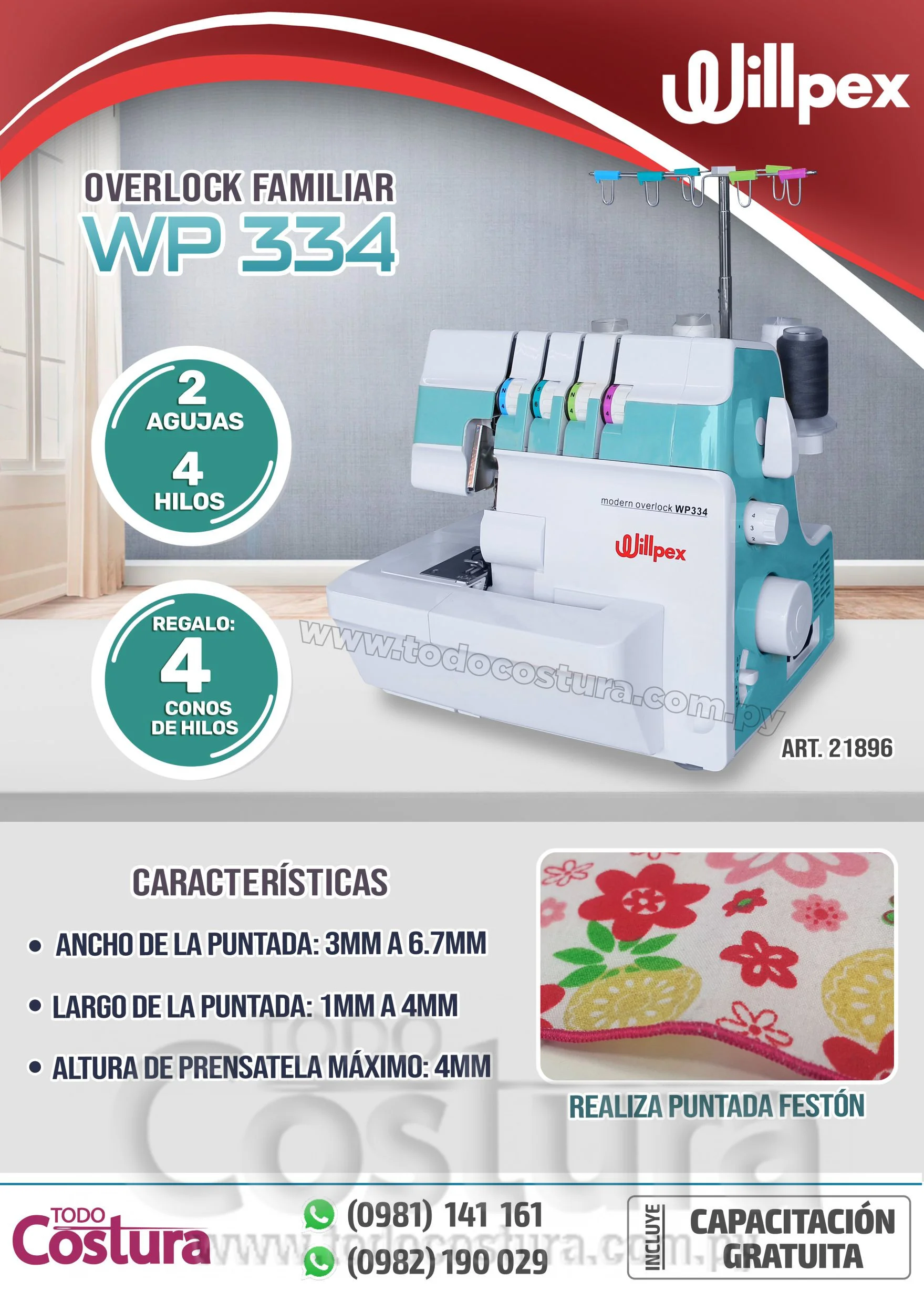 OVERLOCK FAMILIAR (4 HILOS) WILLPEX WP334