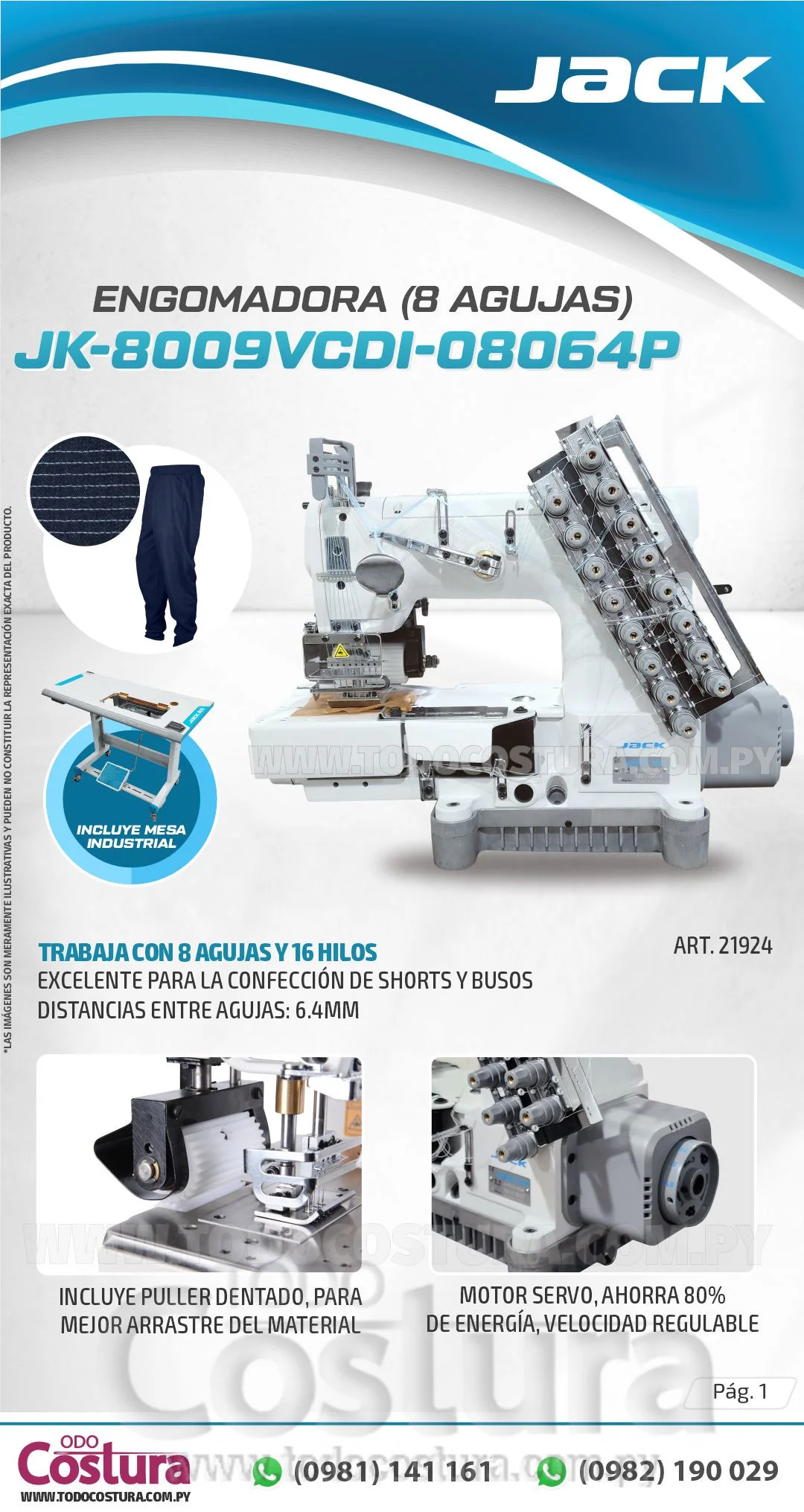 ENGOMADORA (8 AGUJAS) JACK JK-8009VCDI-08064P
