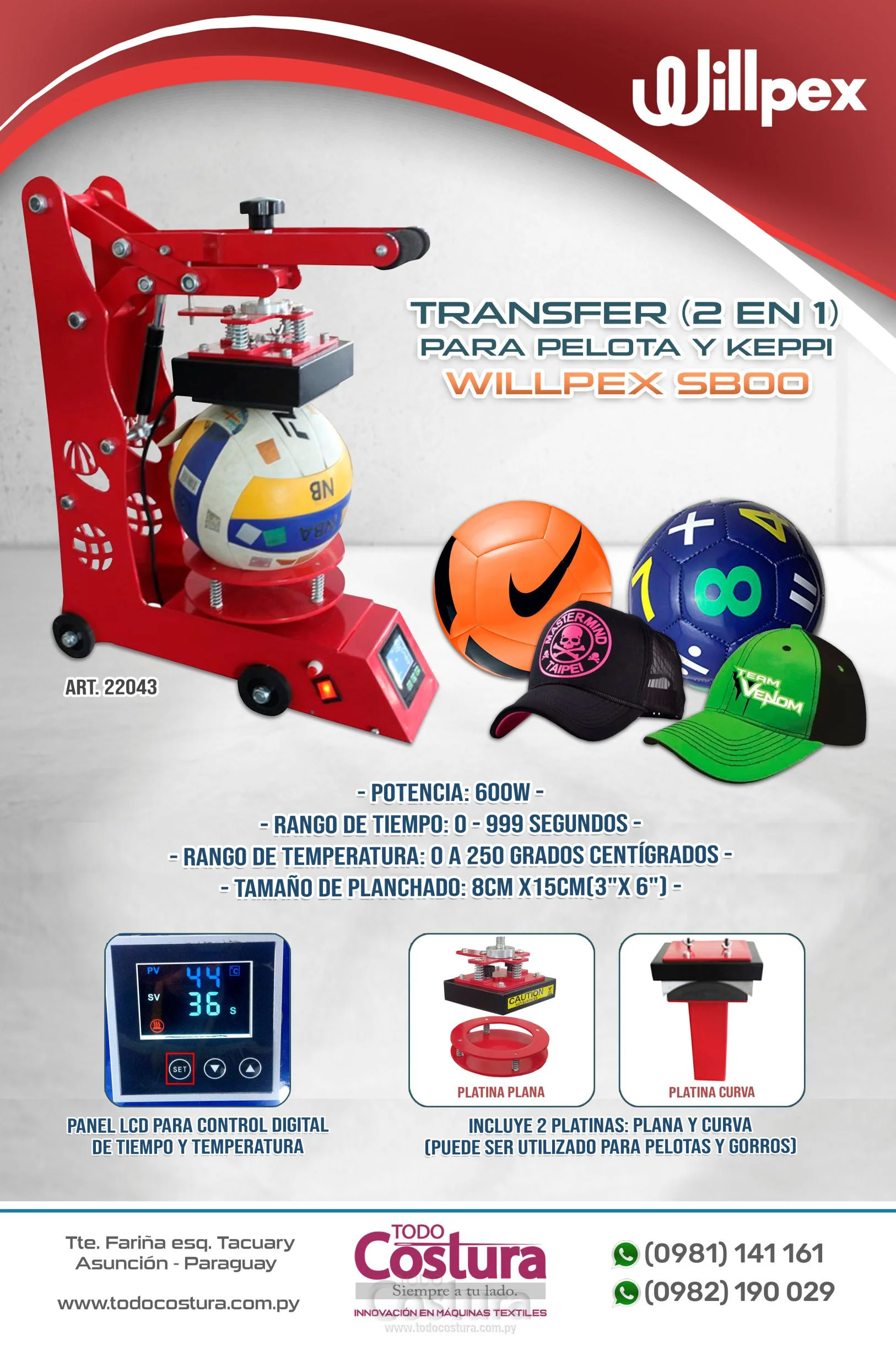 TRANSFER (2 EN 1) PARA PELOTA Y GORROS WILLPEX SB00