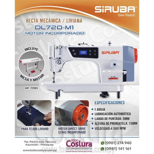 RECTA (MECANICA - LIVIANA) SIRUBA DL720-M1 (MOTOR INCORPORADO)
