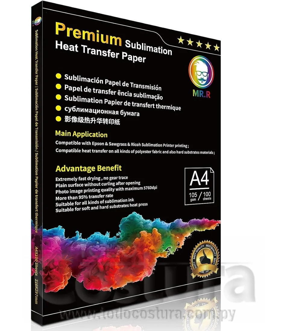 PAPEL PREMIUM (A4 - 105 GRAMOS - 100 UNID.) SUBLIMACION TAZAS (ORIGEN ALEMAN)
