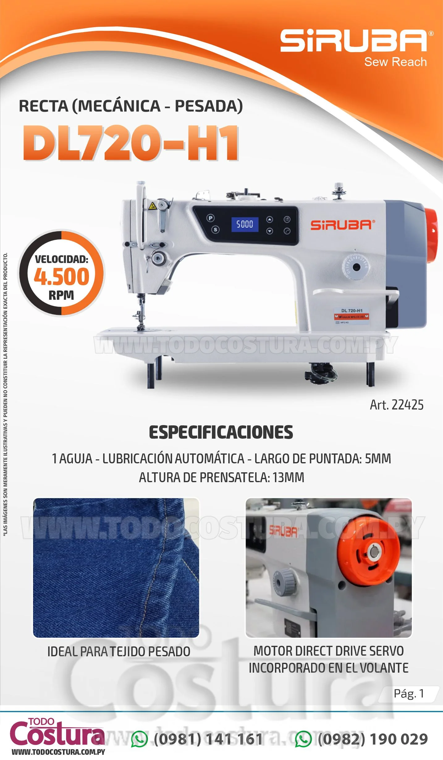 RECTA (MECANICA - PESADA) SIRUBA DL720-H1 (MOTOR INCORPORADO)