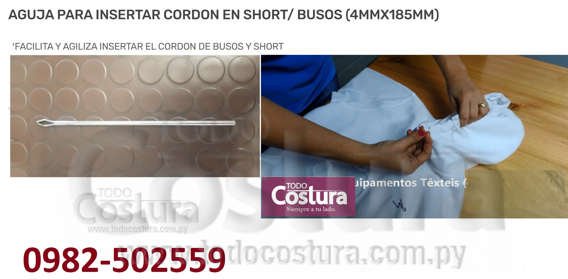 AGUJA PARA INSERTAR CORDON EN SHORT/ BUSOS (4MMX185MM)