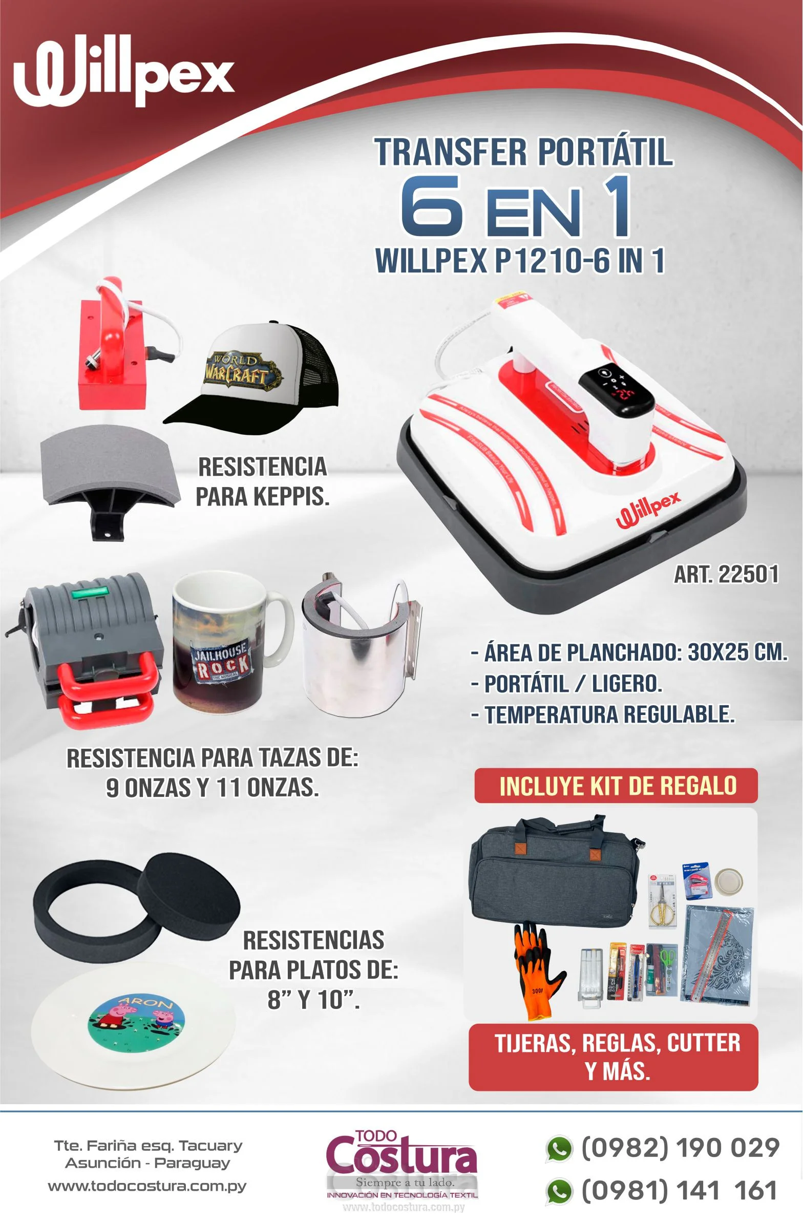 TRANSFER PORTATIL 6 EN 1 (30X25 CM) WILLPEX P1210-6 IN 1
