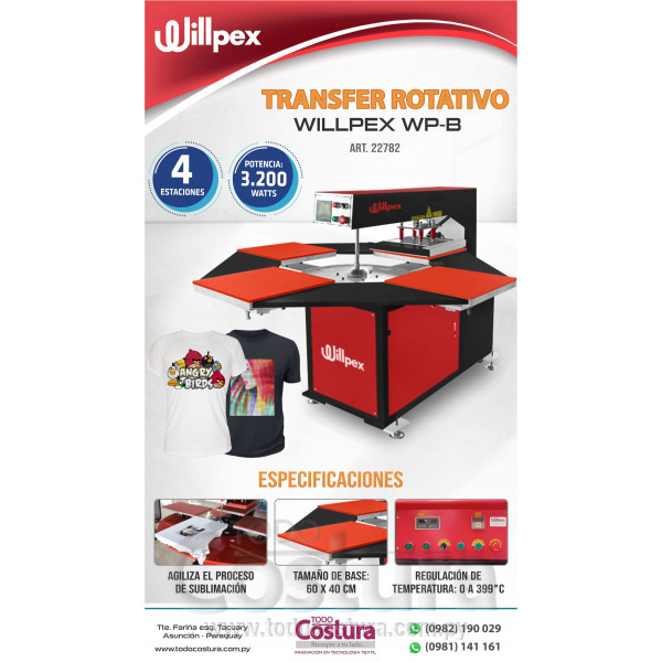 TRANSFER (60X40 CM - 4 ESTACIONES - ROTATIVO) WILLPEX WP-B