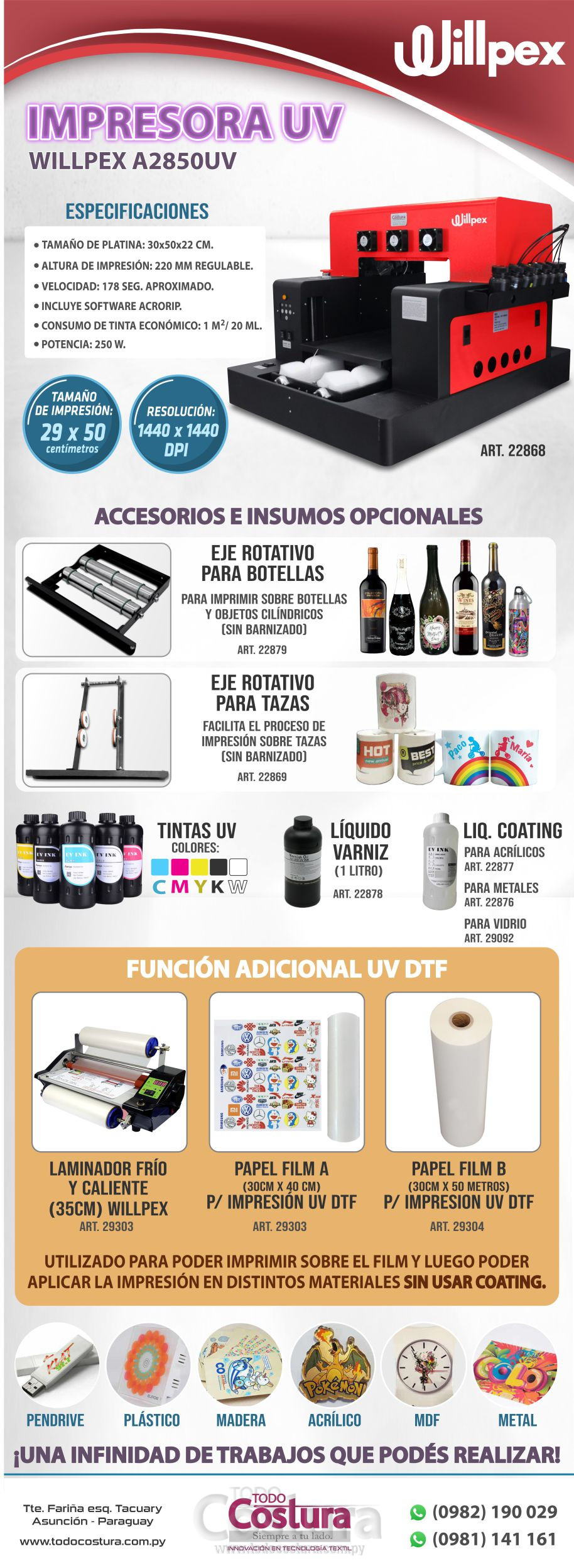 IMPRESORA UV (28X50CM) WILLPEX A2850 UV