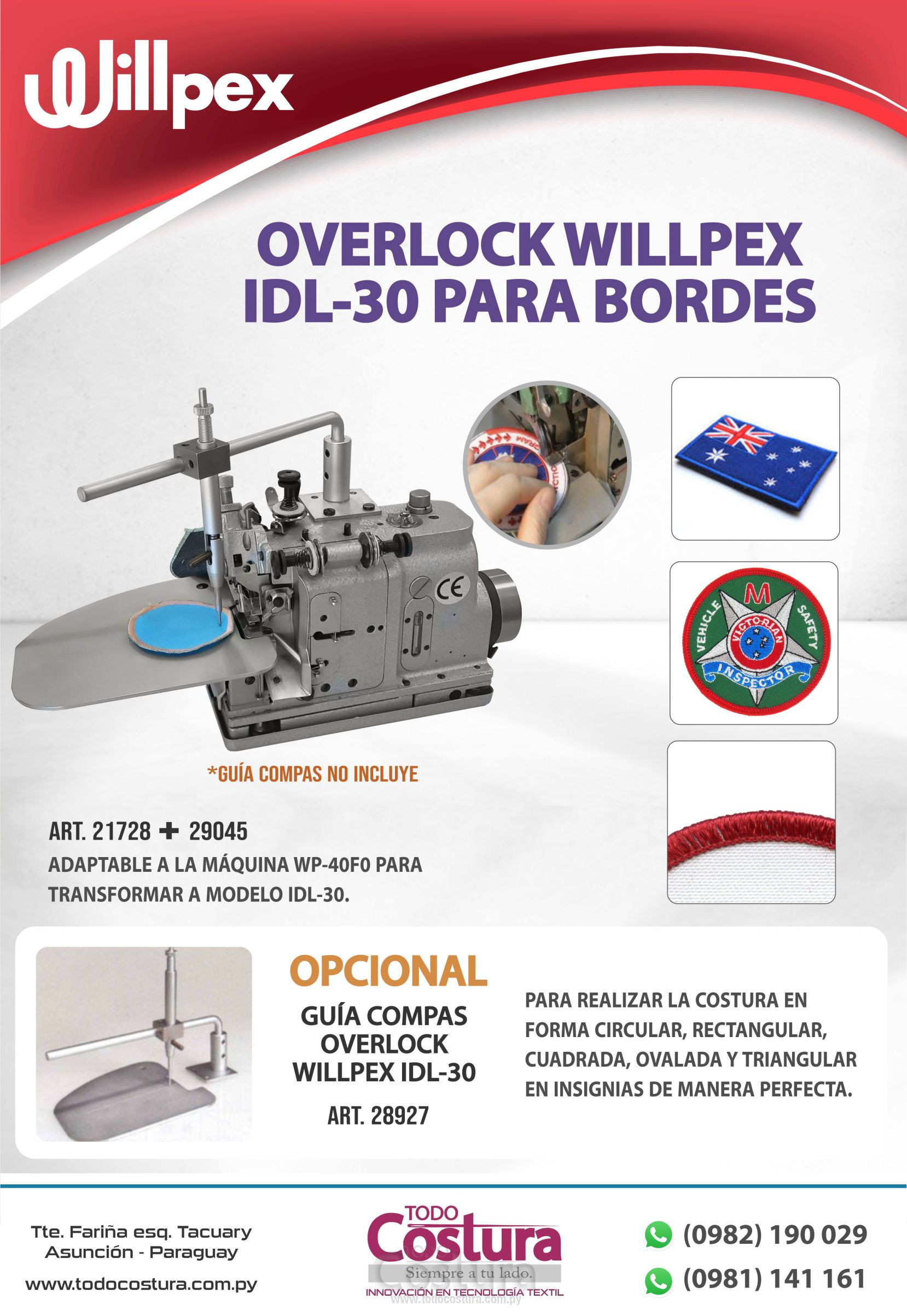 GUIA COMPAS OVERLOCK WILLPEX IDL-30