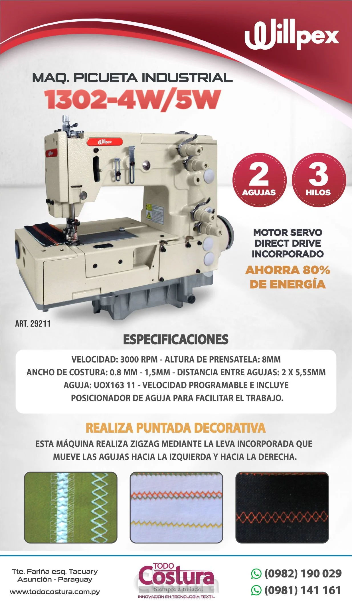 MAQ. PICUETA INDUSTRIAL WILLPEX WP-1302-4W/5W (MOTOR INCORPORADO)