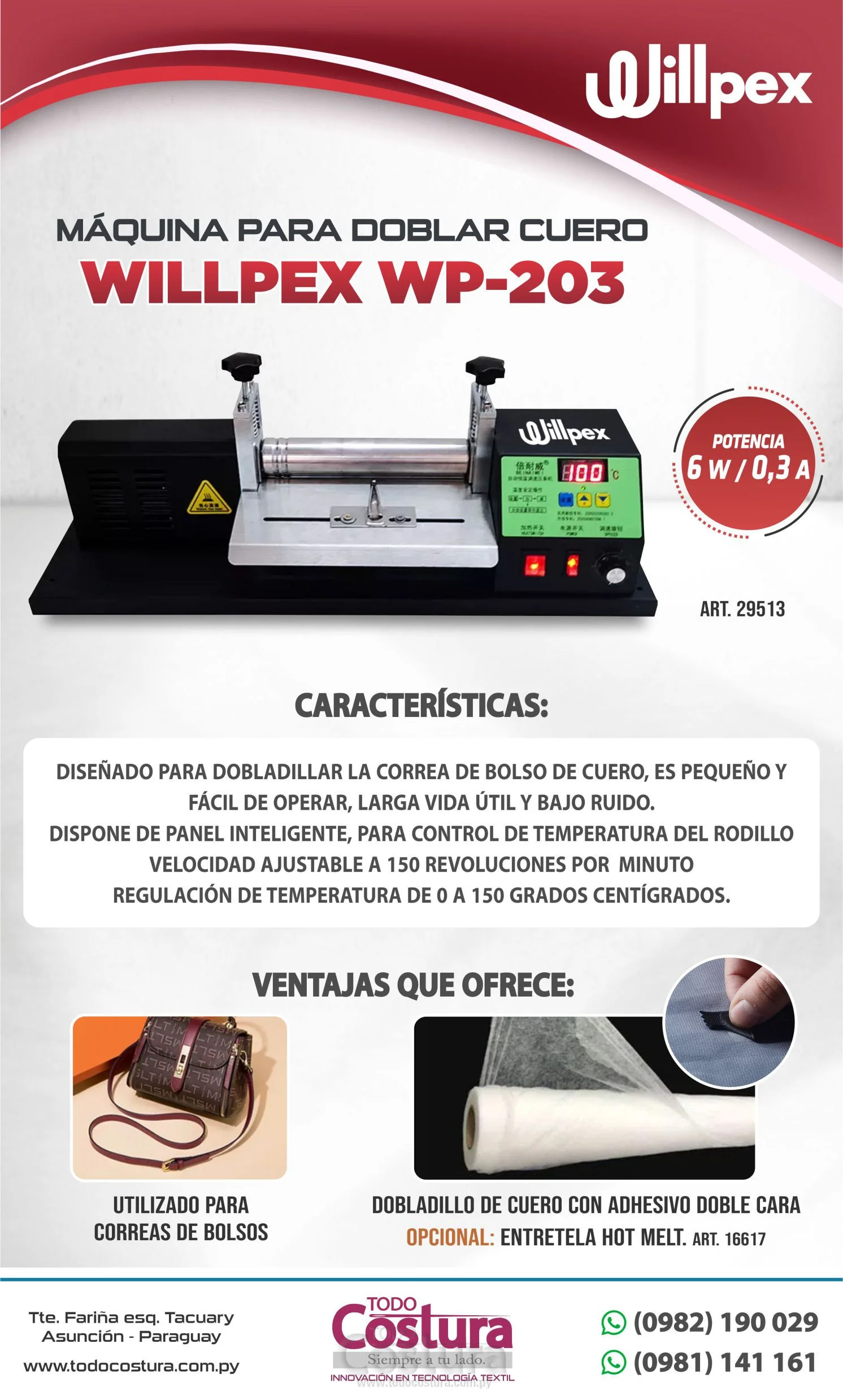 MAQUINA PARA DOBLAR CUERO WILLPEX WP-203