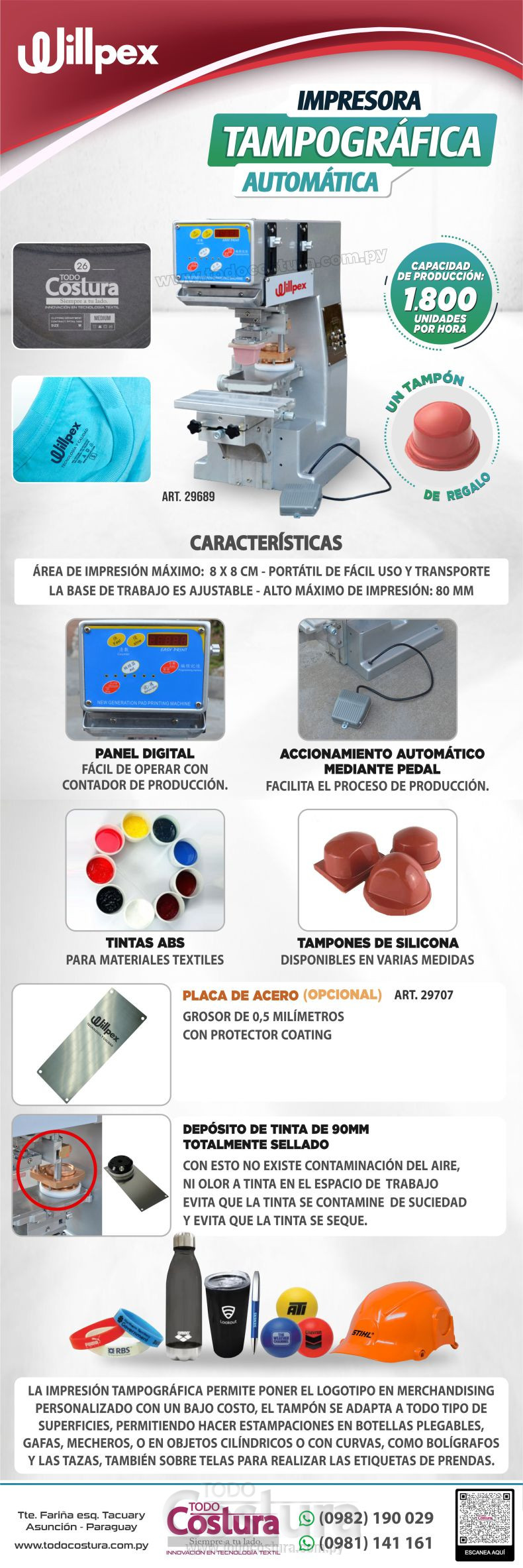 IMPRESORA TAMPOGRAFICA (MANUAL ; 6X6 CM) WILLPEX