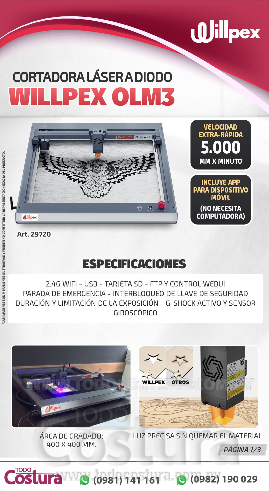 GRABADORA LASER A DIODO (40X40CM - 10W) WILLPEX OLM3