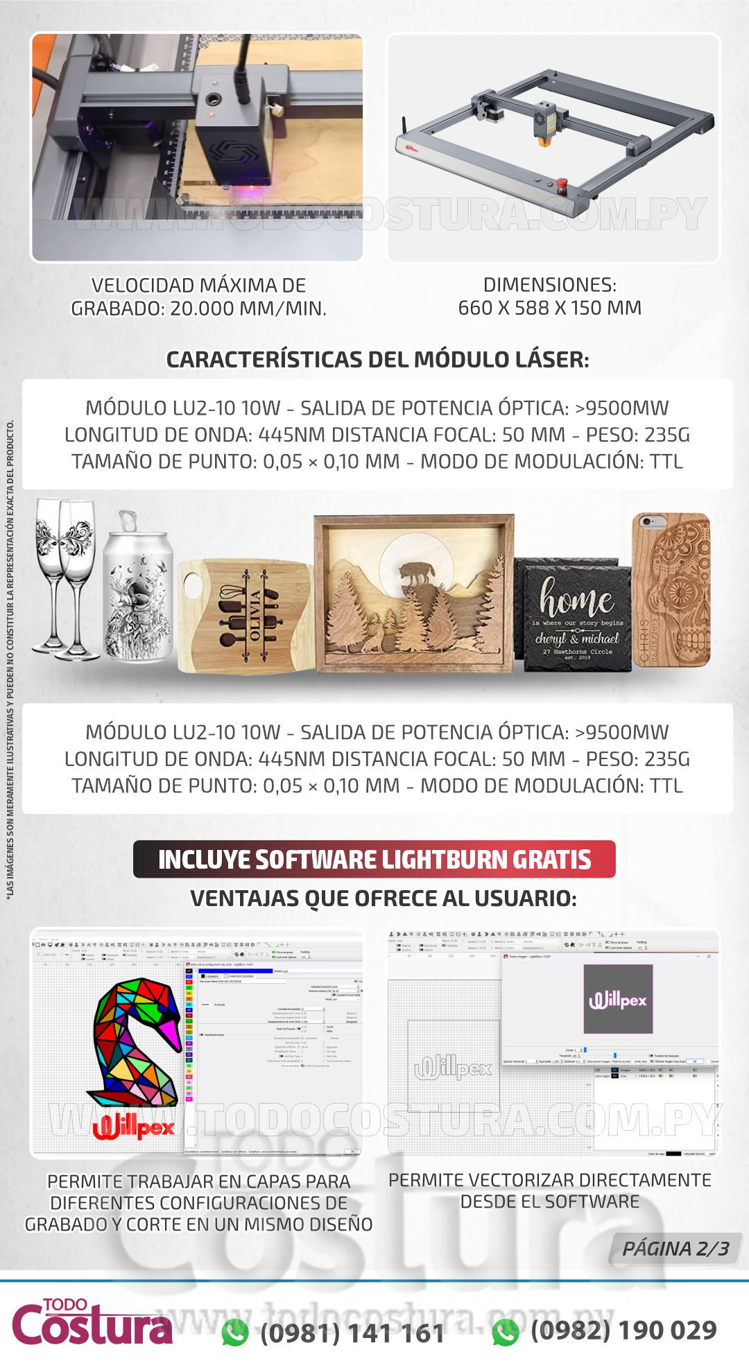 GRABADORA LASER A DIODO (40X40CM - 10W) WILLPEX OLM3