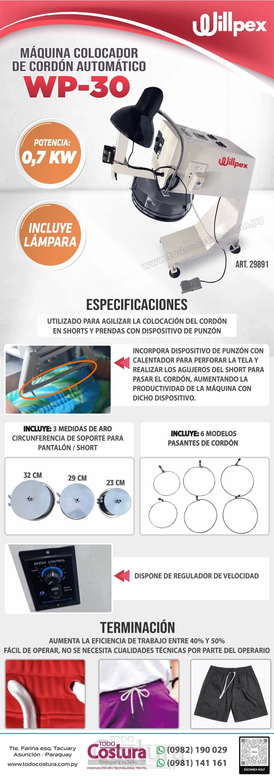 MAQUINA COLOCADOR DE CORDON AUTOMATICO (CON PUNZON) WILLPEX WP-30