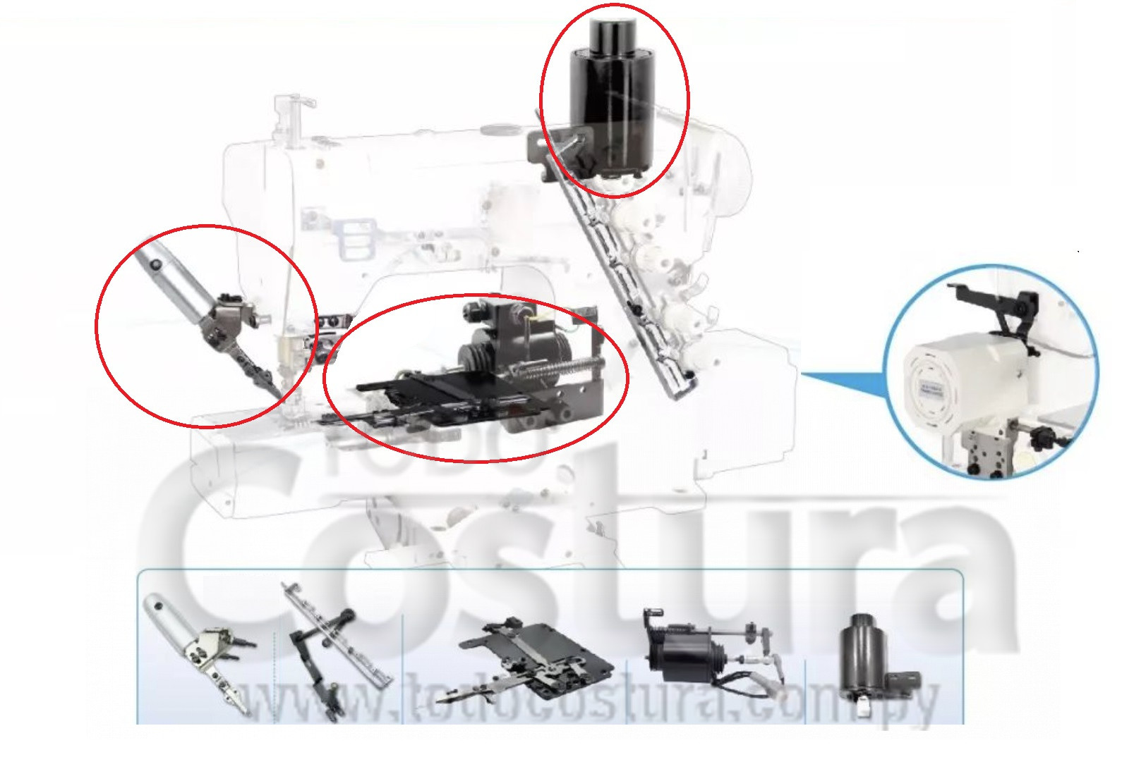 KIT (CORTAHILO - LEV. DE PRENSATELA) P/ COLLARETA CILINDRICA SIRUBA C007K (CON MOTOR DIRECT DRIVE)