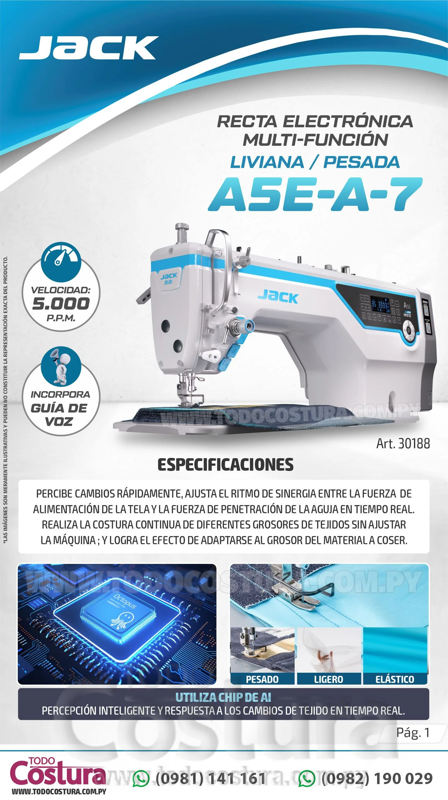 RECTA (ELECT. - MULTI-FUNCION LIVIANA / PESADA) JACK A5E-A-7 (MOTOR INCORPORADO)