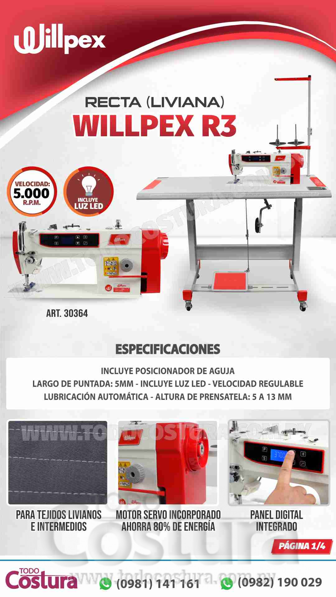 RECTA (LIVIANA) WILLPEX R3 (MOTOR INCORPORADO)
