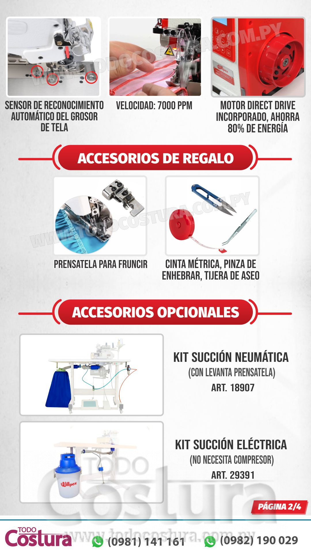 OVERLOCK (ELECTRONICA - 5 HILOS - LIVIANA) WILLPEX G5-5-02/223/SUT (MOTOR INCORPORADO)