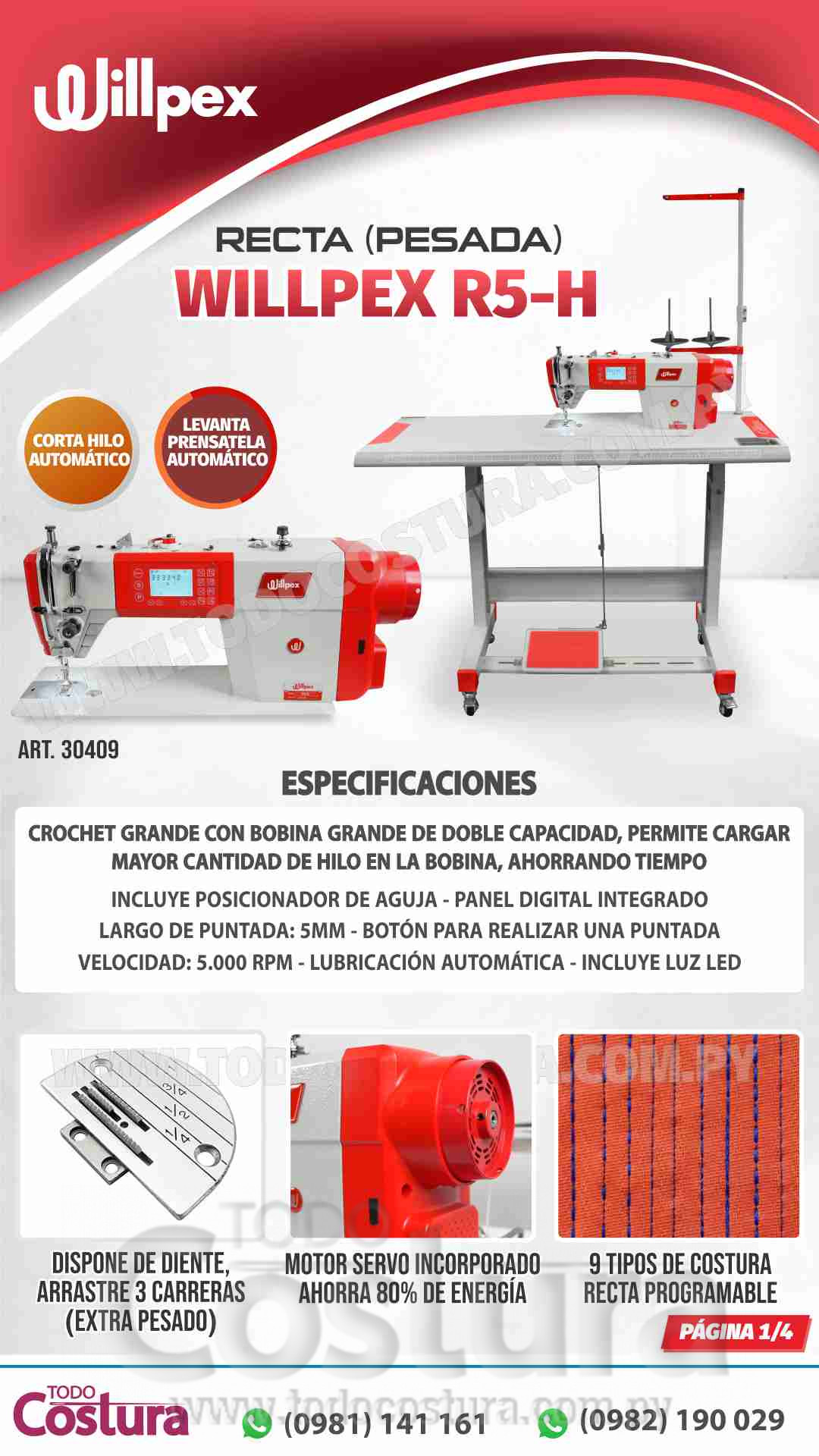 RECTA (ELECTRONICA - PESADA - CROCHET GRANDE) WILLPEX R5-H (MOTOR INCORPORADO)