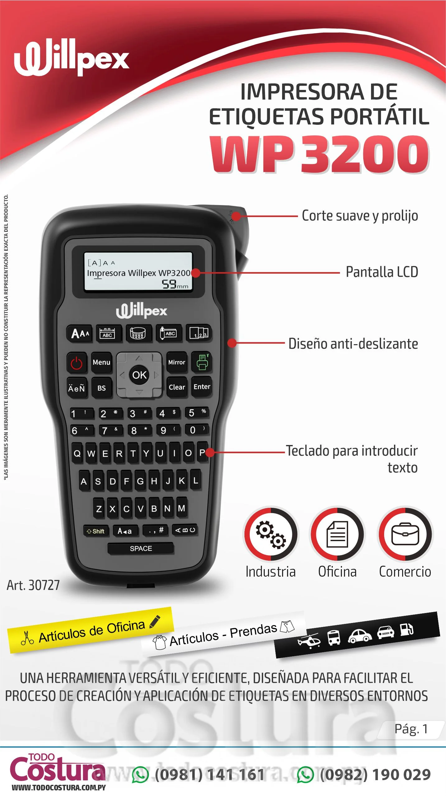 IMPRESORA DE ETIQUETAS PORTATIL WILLPEX WP3200
