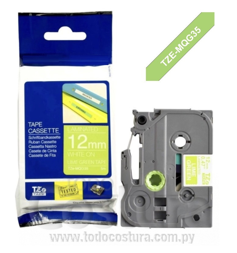 ETIQUETA LAMINADO (VERDE/BLANCO - ANCHO: 12MM - 8 METROS) ETIQUETADORA WILLPEX WP3200