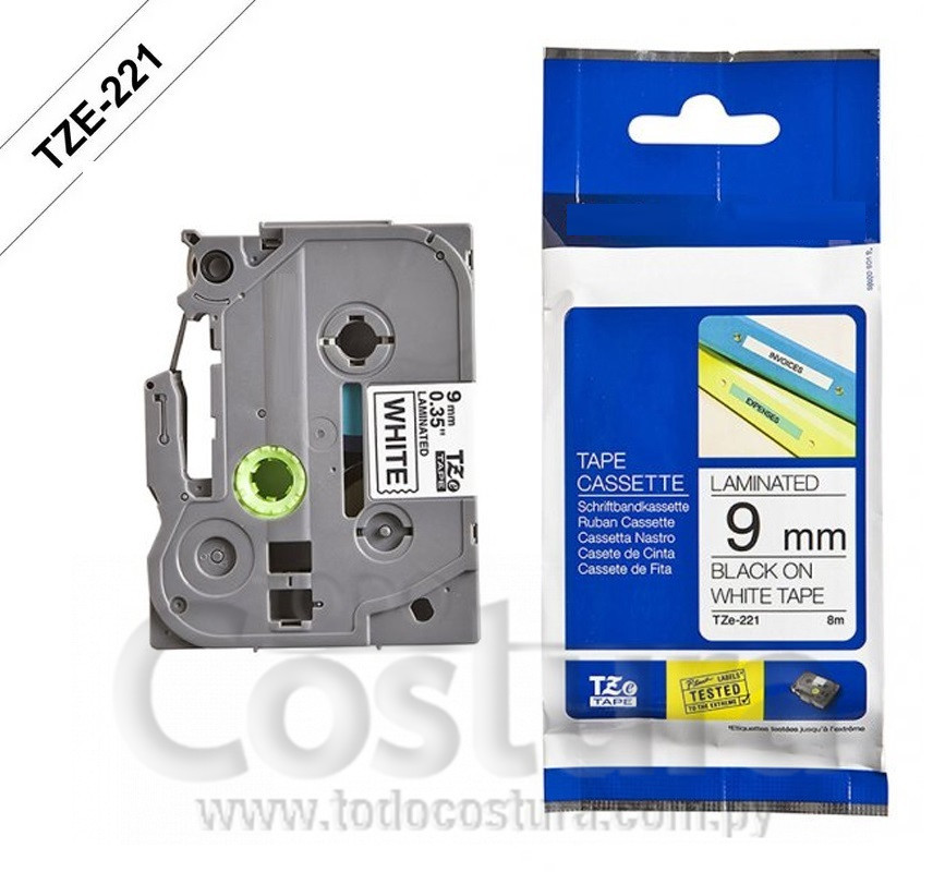 ETIQUETA LAMINADO (BLANCO/NEGRO - ANCHO: 9MM - 8 METROS) ETIQUETADORA WILLPEX WP3200