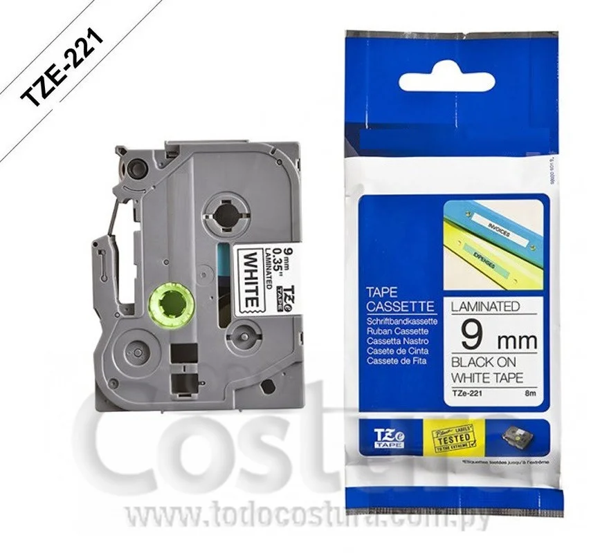 ETIQUETA LAMINADO (BLANCO/NEGRO - ANCHO: 9MM - 8 METROS) ETIQUETADORA WILLPEX WP3200