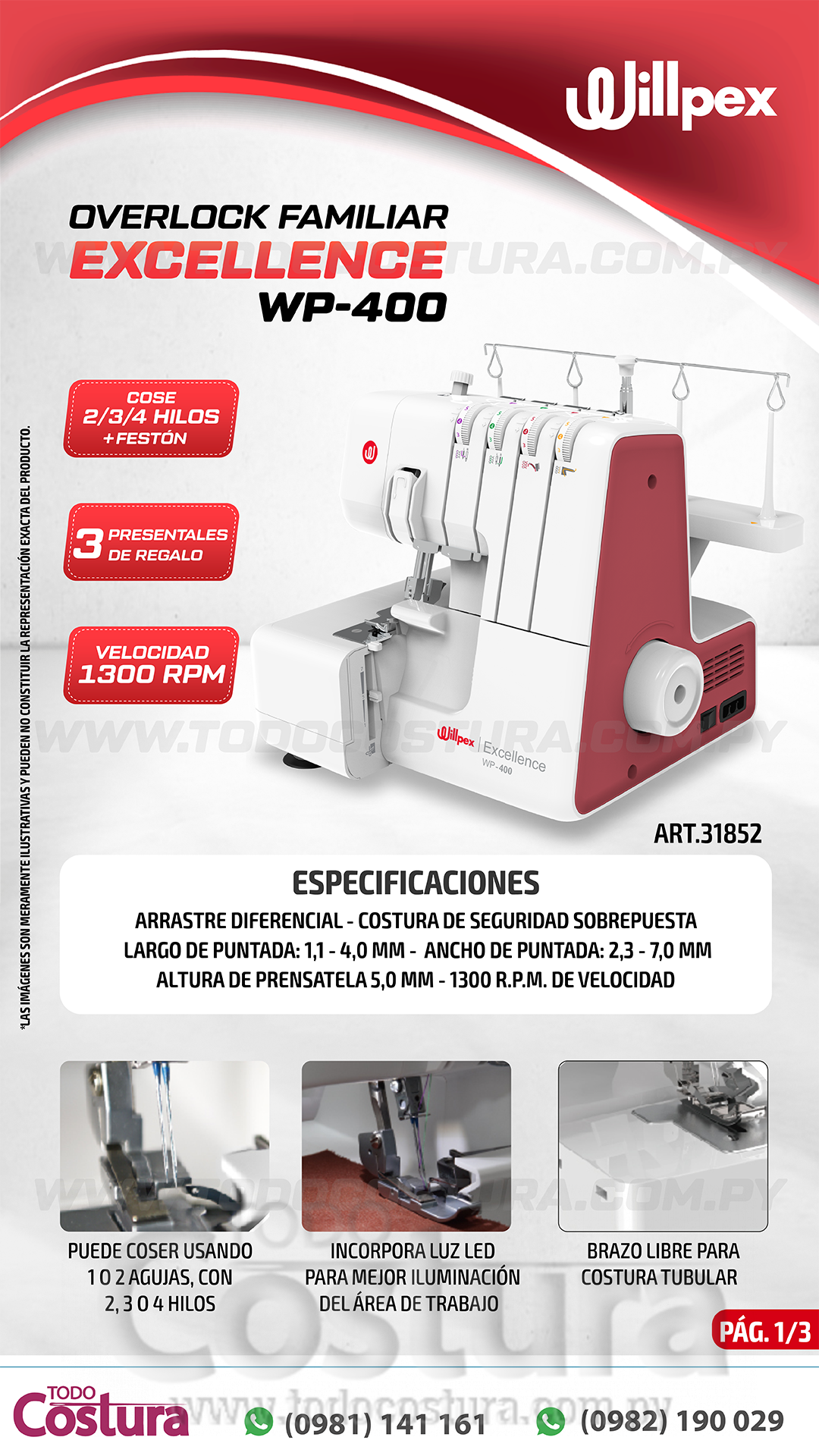 OVERLOCK FAMILIAR (4 HILOS) WILLPEX EXCELLENCE WP-400