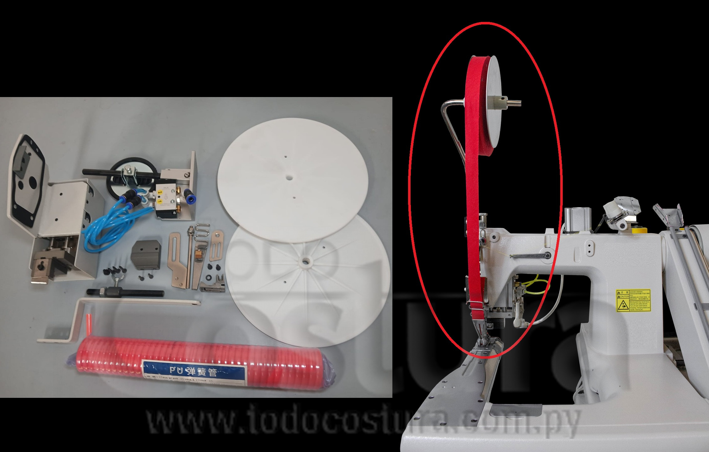 ADITAMENTO DOBLADILLADOR CON GUILLOTINA PARA TAPA COSTURA CAÑONERA JACK JK-T9270D-12-Q-1/4