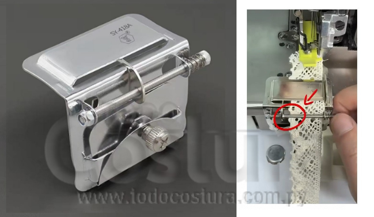 GUIADOR (IZQUIERDA) PARA PEGAR TIRAS O ELASTICO PICOT OVERLOCK INDUSTRIAL