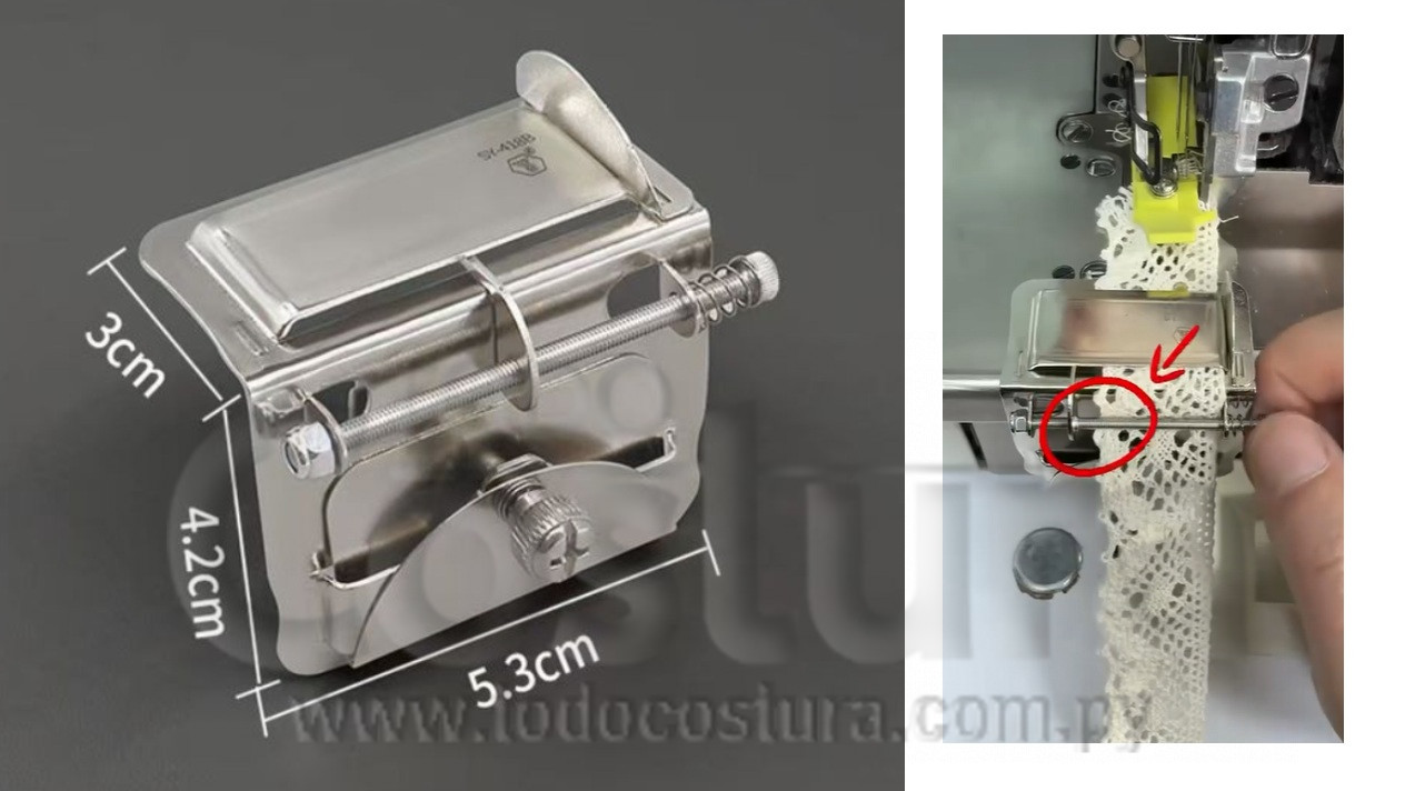 GUIADOR (DERECHA) PARA PEGAR TIRAS O ELASTICO PICOT OVERLOCK INDUSTRIAL
