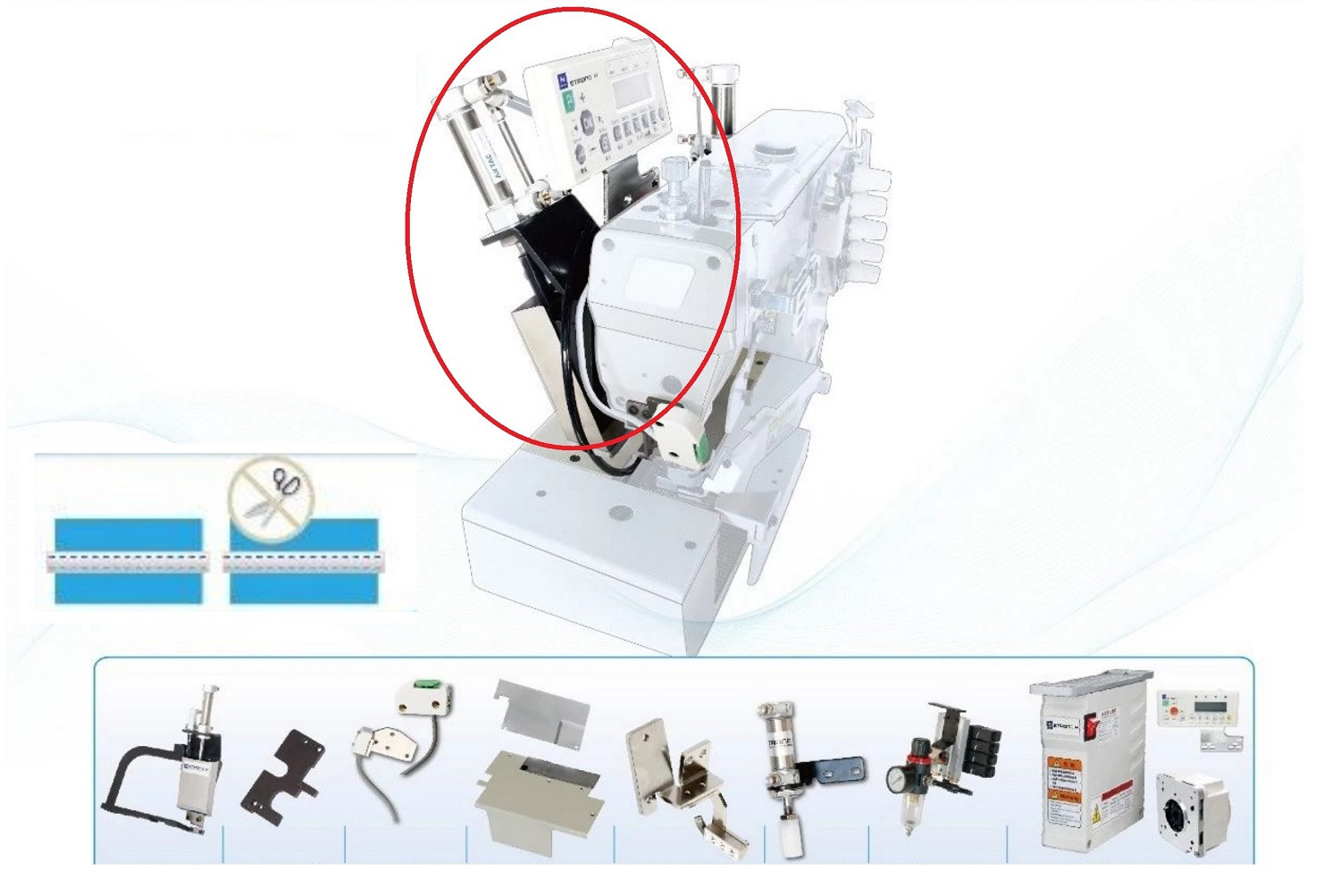 GUILLOTINA DE CORTE (CON SENSOR - NEUMATICO) P/ COLLARETA SIRUBA F007K (CON MOTOR DIRECT DRIVE)