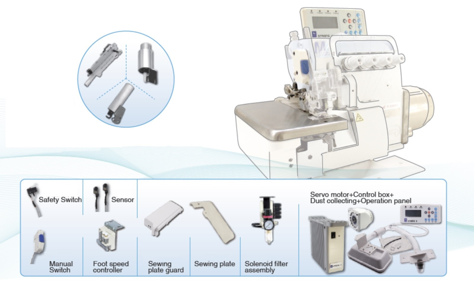 KIT (CORTAHILO - LEV. DE PRENSATELA) P/ OVERLOCK SIRUBA 700K (CON MOTOR DIRECT DRIVE)