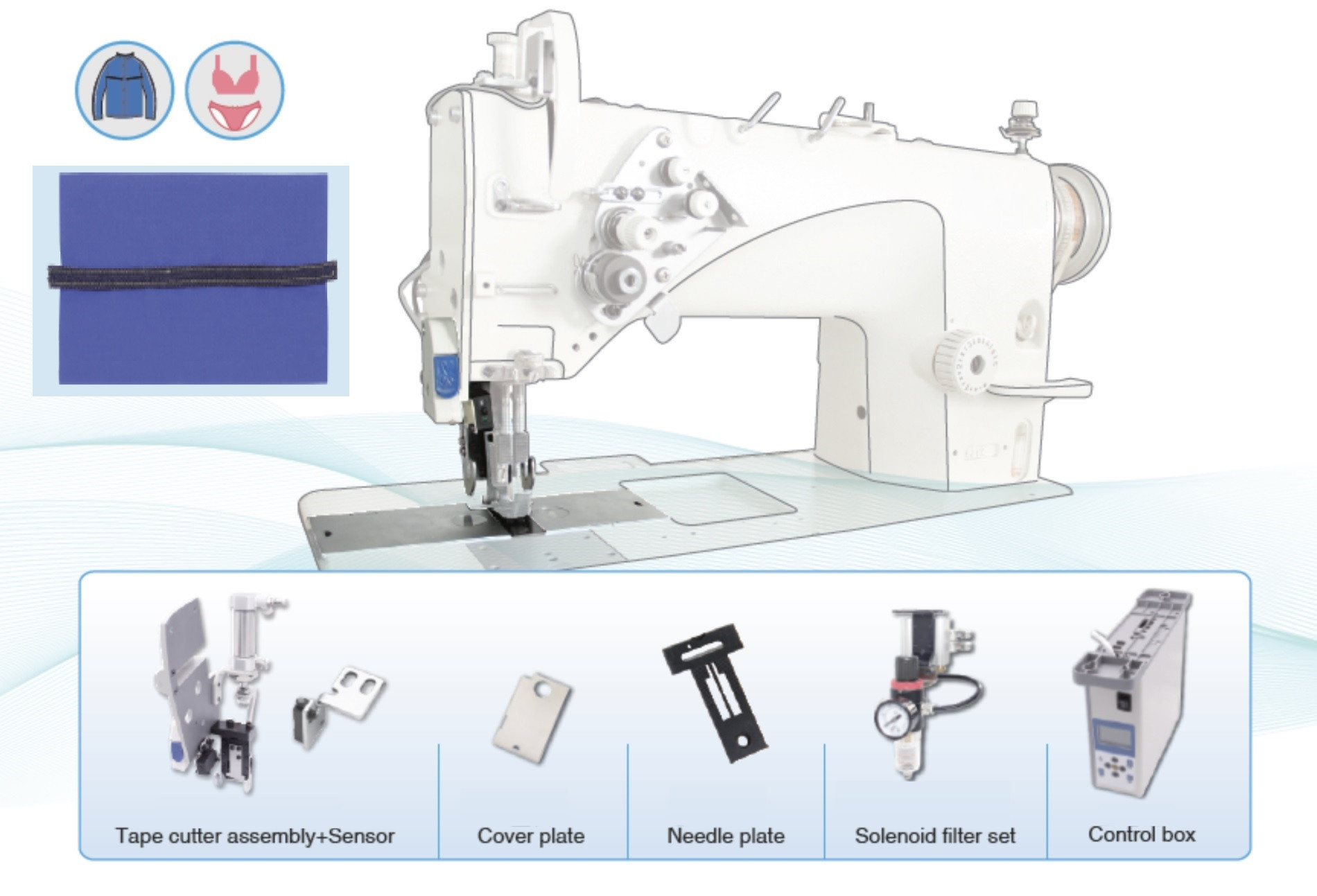 KIT GUILLOTINA CORTA HILO (NEUMATICO) P/ DOBLE AGUJA SIRUBA T828 (CON MOTOR DIRECT DRIVE)