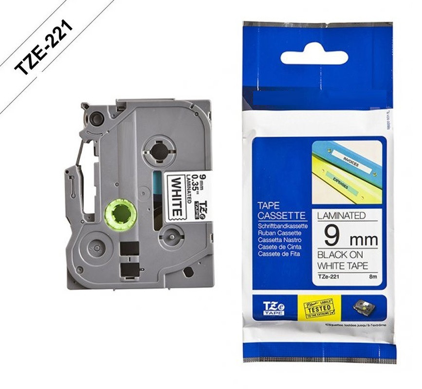 ETIQUETA LAMINADO (BLANCO/NEGRO - ANCHO: 9MM - 8 METROS) ETIQUETADORA WILLPEX WP3200