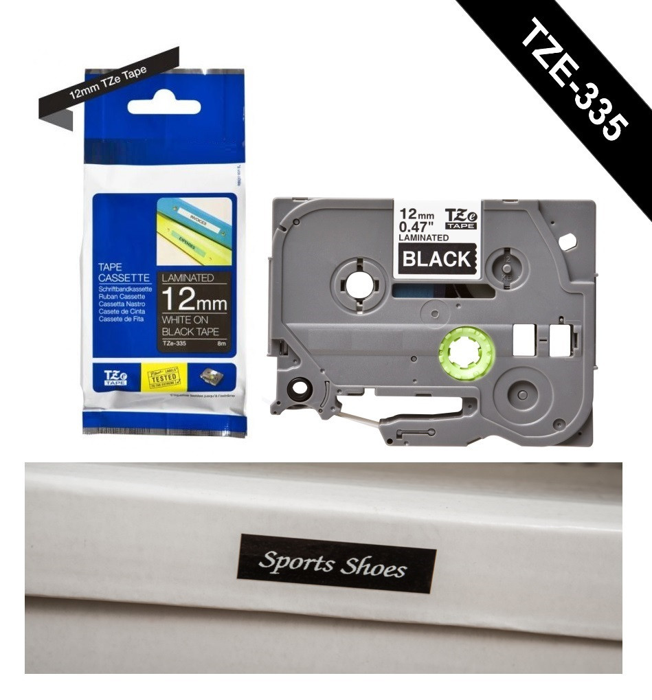 ETIQUETA LAMINADO (NEGRO/BLANCO - ANCHO: 12MM - 8 METROS) ETIQUETADORA WILLPEX WP3200