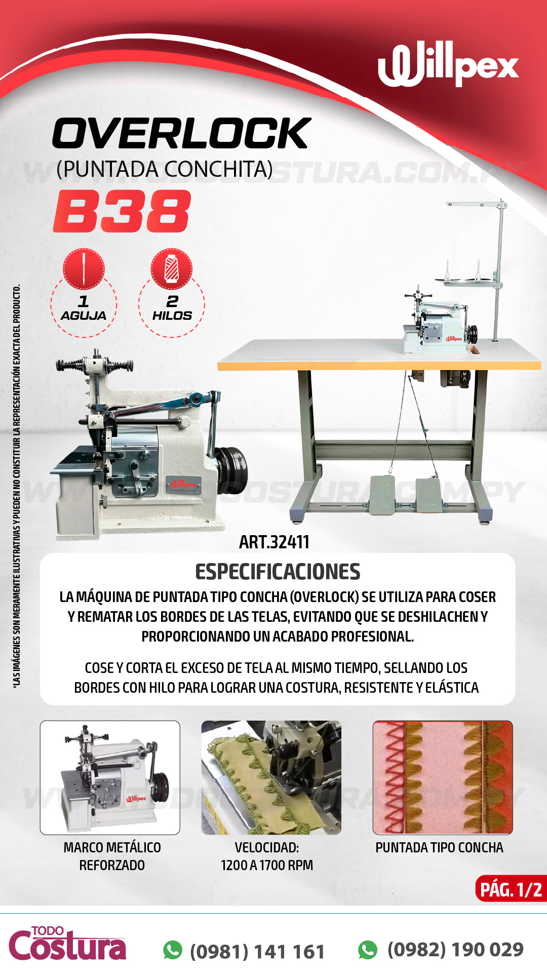 OVERLOCK (PUNTADA CONCHA) WILLPEX B38